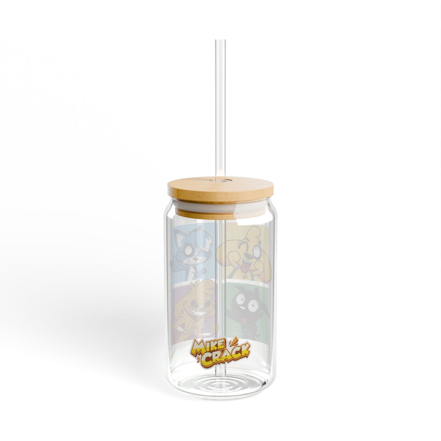 Mikecrack Vaso de Vidrio con Tapa y Pajita