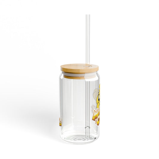 Mikecrack Vaso de Vidrio con Tapa y Pajita