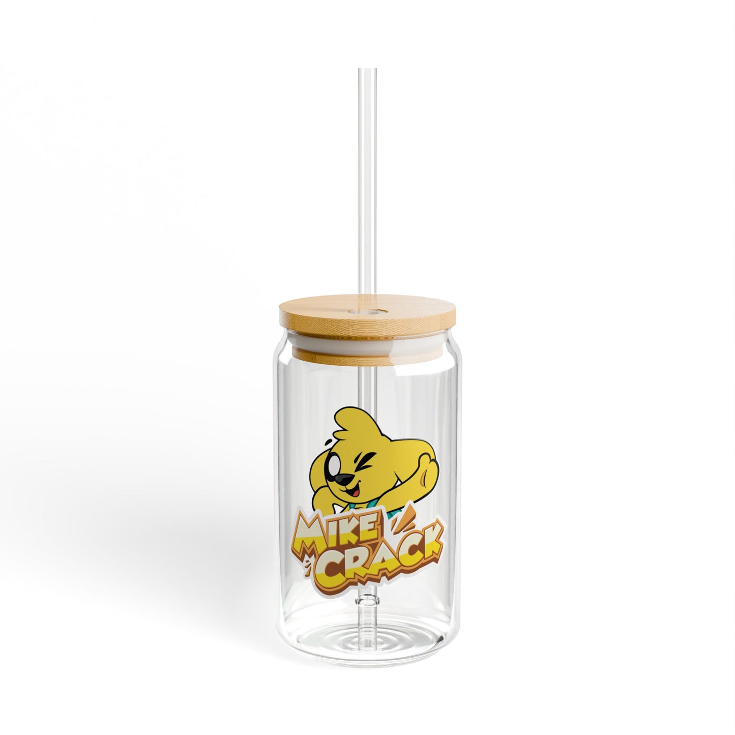 Mikecrack Vaso de Vidrio con Tapa y Pajita