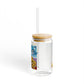 Mikecrack Glass Cup with Lid and Straw