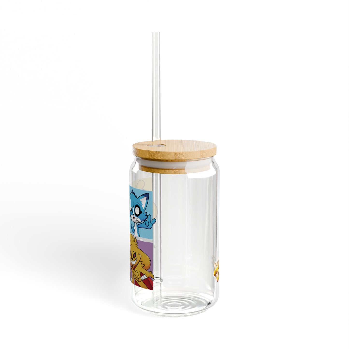 Mikecrack Glass Cup with Lid and Straw