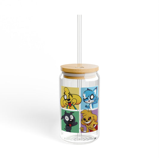 Mikecrack Vaso de Vidrio con Tapa y Pajita