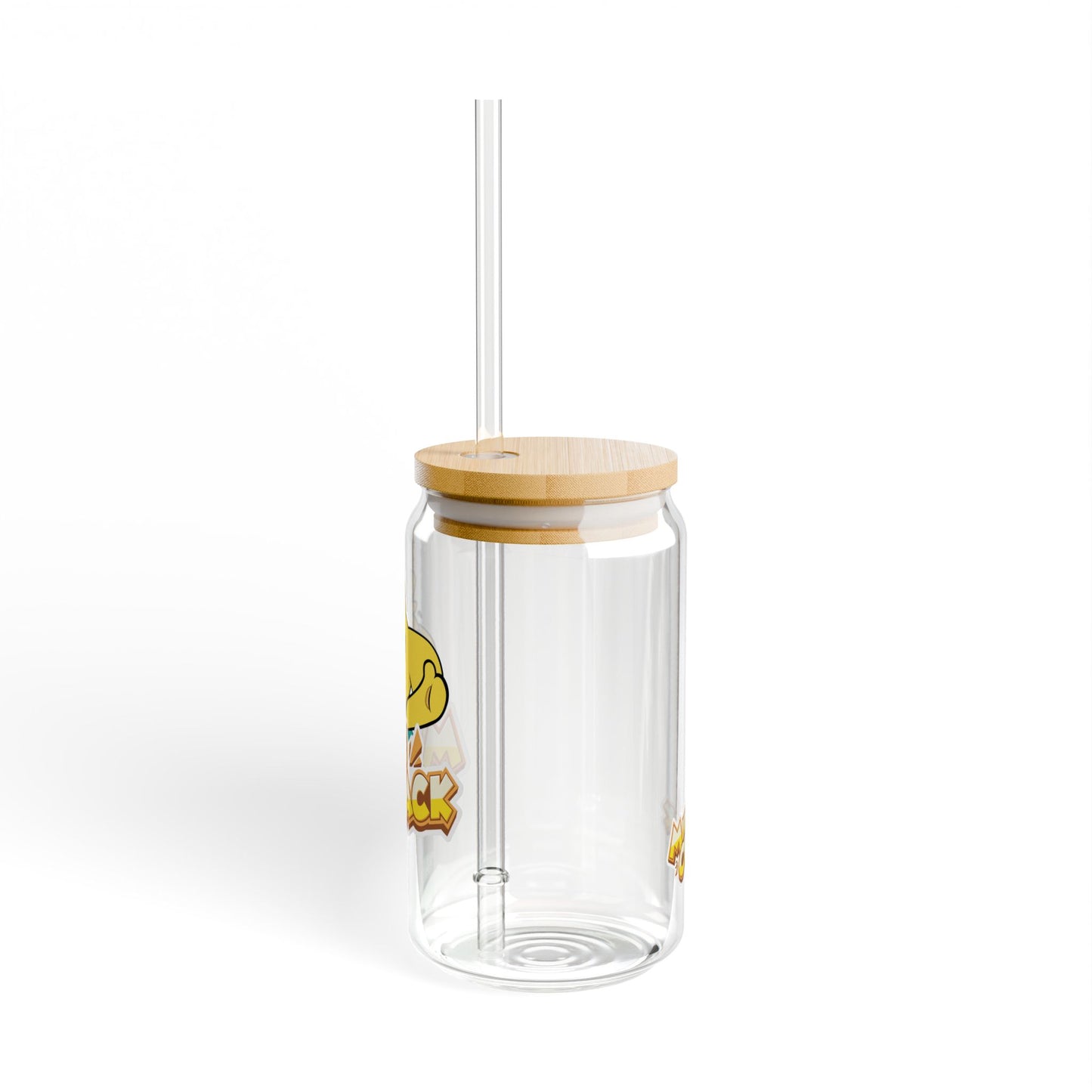 Mikecrack Glass Cup with Lid and Straw