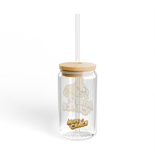 Mikecrack Glass Cup with Lid and Straw